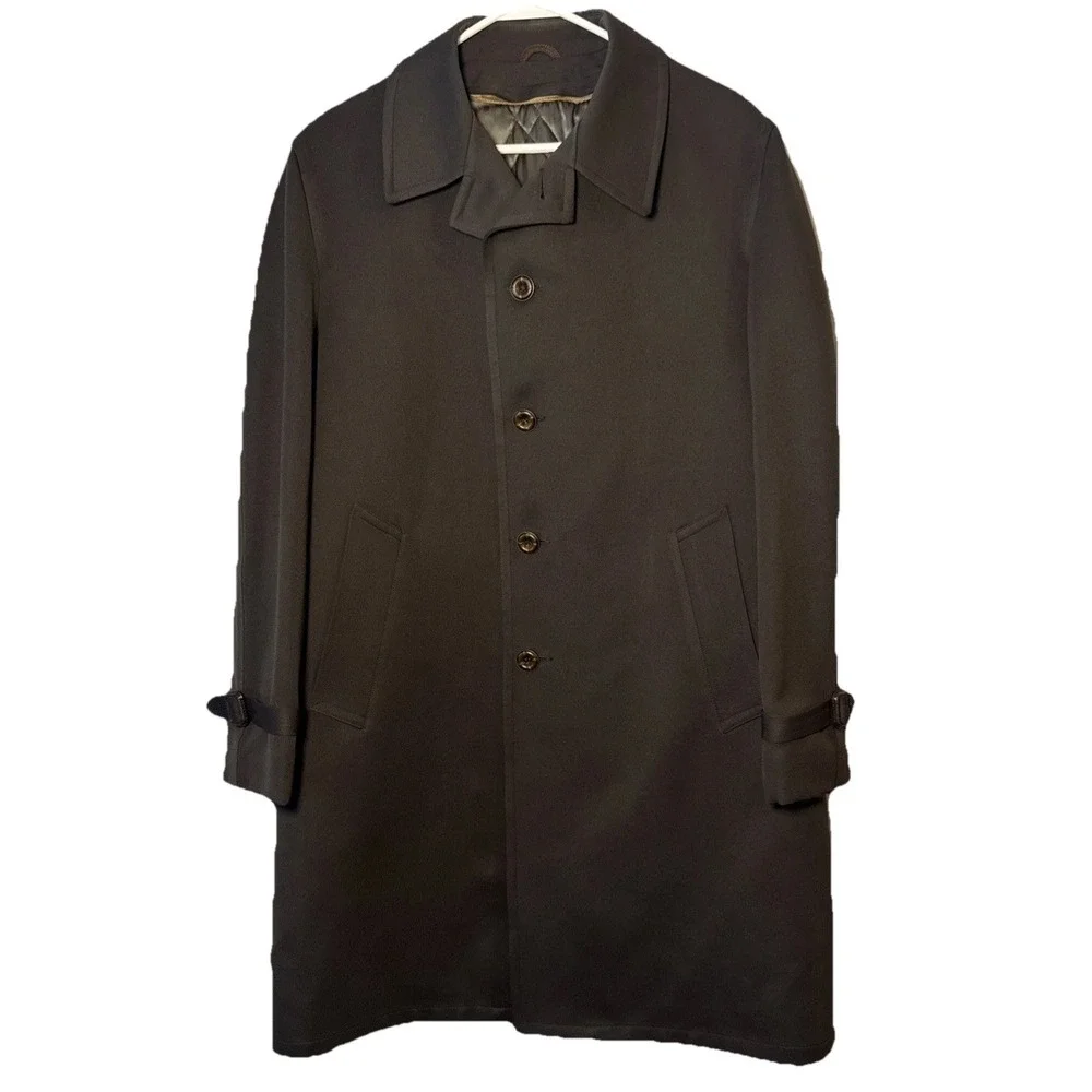 Vintage Crownwear Brown All Weather Coat 42R‎ Zip Out Liner Plaid Lined Overcoat